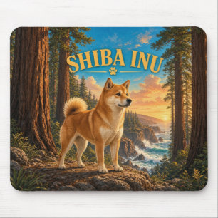 Shiba Inu, Redwood Coast Vintage Watercolor Mouse Pad