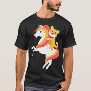 Shiba Inu Riding Unicorn Cute Funny Dog Halloween T-Shirt
