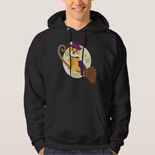 Shiba Inu Riding Witch Broom Cute Dog Halloween Co Hoodie