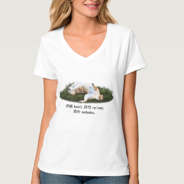 Shiba Inu Rolling in Grass T-Shirt (Front)