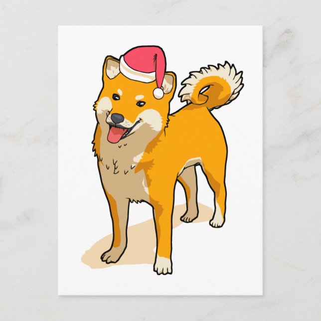 Shiba Inu Santa Claus Dog Christmas Postcard (Front)