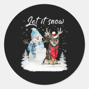 Shiba Inu Santa Dog Christmas Snowman Xmas Pajama  Classic Round Sticker