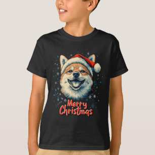 Shiba Inu Santa Hat Merry Christmas Xmas Dog Lover T-Shirt