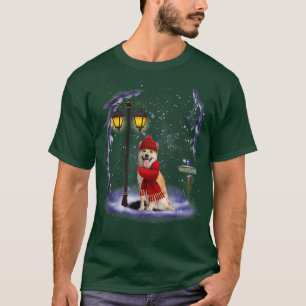 Shiba Inu Santa Snow Christmas Light Winter Pajama T-Shirt