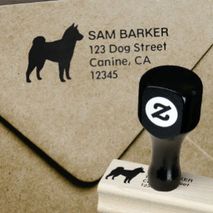 Shiba Inu Silhouette Return Address Rubber Stamp
