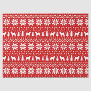 Shiba Inu Silhouettes Christmas Pattern Red Tissue Paper