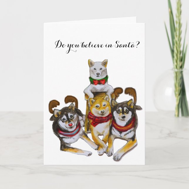 Shiba Inu Sisters Kikko Sasha Momo Hina Holiday Card (Front)
