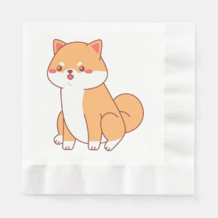 shiba inu sitting cartoon napkin
