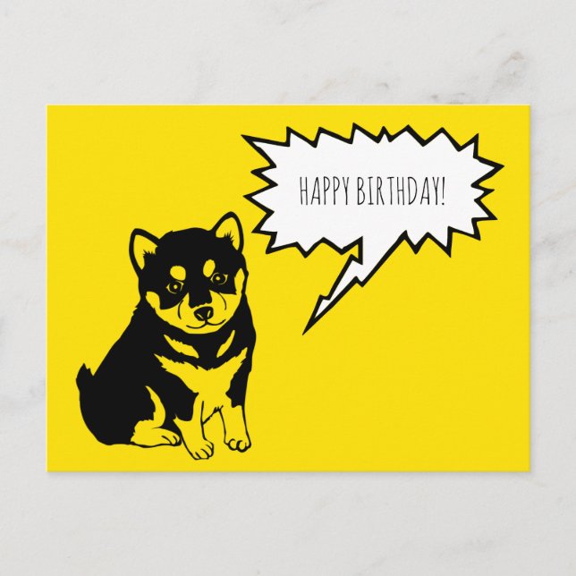 Shiba Inu Speech Bubble Happy Birthday Postcard (Front)