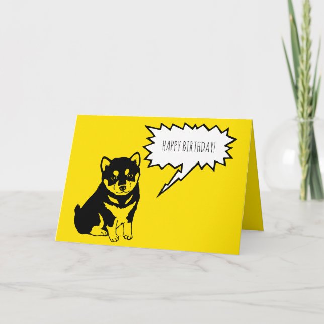 Shiba Inu Speech Bubbles Happy Birthday Greeting Card (Front)
