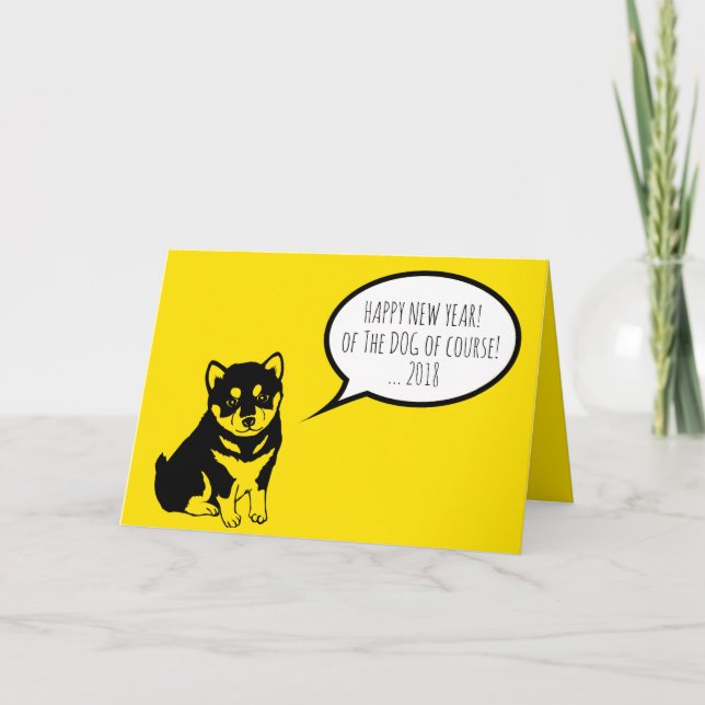 Shiba Inu Speech Bubbles Happy New custom Year HGC Holiday Card (Front)