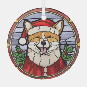 Shiba Inu Stained Glass Christmas  Tree Decoration