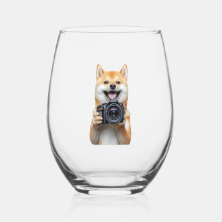 Shiba Inu     Stemless Wine Glass