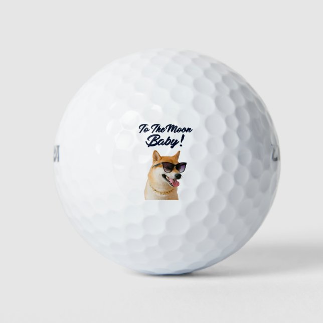 Shiba Inu To The Moon Cryptocurrency Coin SHIB Golf Balls (Front)