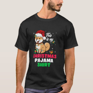 Shiba Inu Tree Lights Dog This Is My Christmas Paj T-Shirt