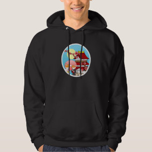 Shiba Inu Uni Dog Castle Temple Kimono Flower Sun Hoodie