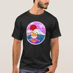 Shiba Inu Uni Dog Flag Mountain Kimono Flower Dres T-Shirt