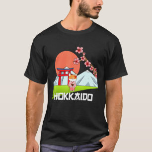 Shiba Inu Uni Dog Hokkaido Kimono Mountain Flag Fl T-Shirt