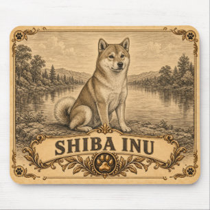 Shiba Inu, Vintage Heritage Dog Mouse Pad
