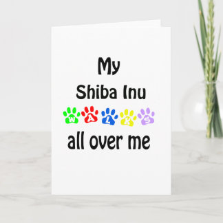Shiba Inu Walks Design Holiday Card