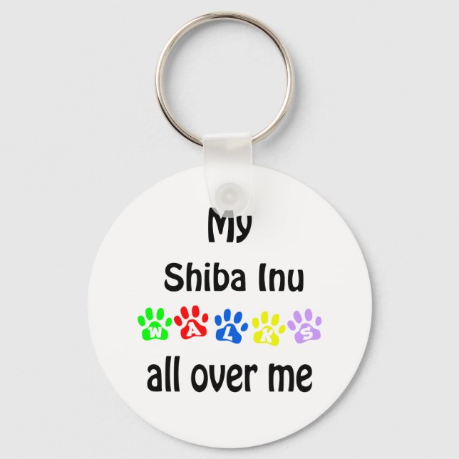 Shiba Inu Walks Design Key Ring (Front)