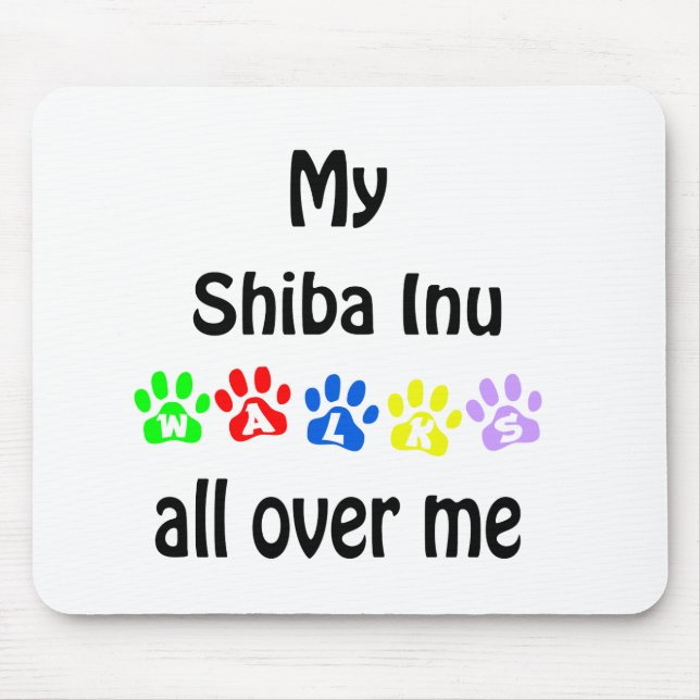 Shiba Inu Walks Design Mouse Pad (Front)