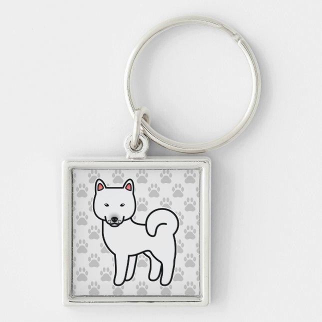 Shiba Inu White Key Ring (Front)