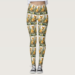Shiba Inu with Easter Eggs Holiday  Leggings