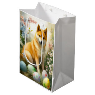 Shiba Inu with Easter Eggs Holiday Medium Gift Bag