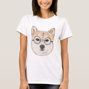 Shiba Inu with Oversized Round Framed Glasses T-Shirt