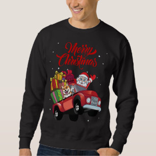 Shiba Inu With Santa Claus In Red Truck Dog Sweatshirt