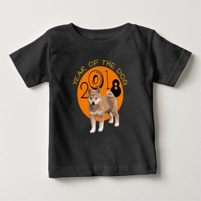 Shiba inu Year of The Dog 2018 Black Baby Tee (Front)