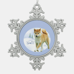 Shiba Noel Snowflake Pewter Christmas Ornament