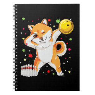 Shiba plays bowling   Funny dog with bowling gift Notebook