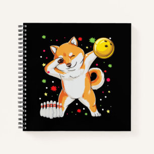 Shiba plays bowling Funny dog with bowling gift Notebook