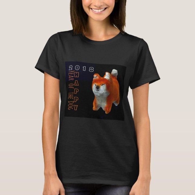 Shiba Puppy 3D Digital Art Dog Year 2018 Woman Tee (Front)