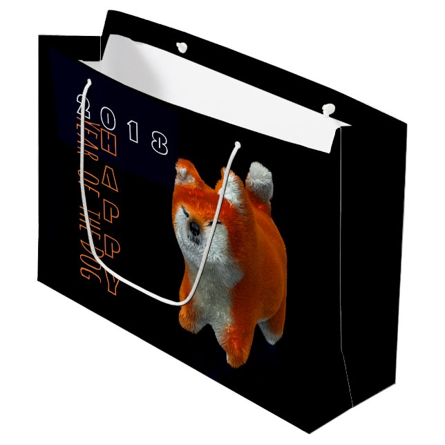 Shiba Puppy 3D Digital Art Dog Year L Gift B Large Gift Bag (Front Angled)