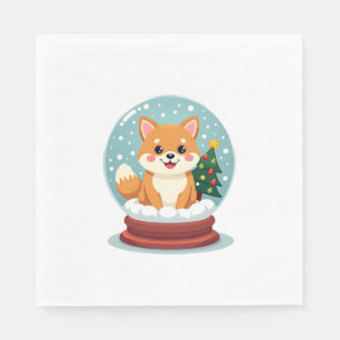 Shiba Snow Globe Napkin