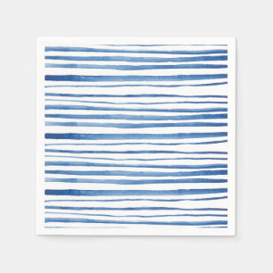 Shibori blue and white watercolor stripes pattern napkin