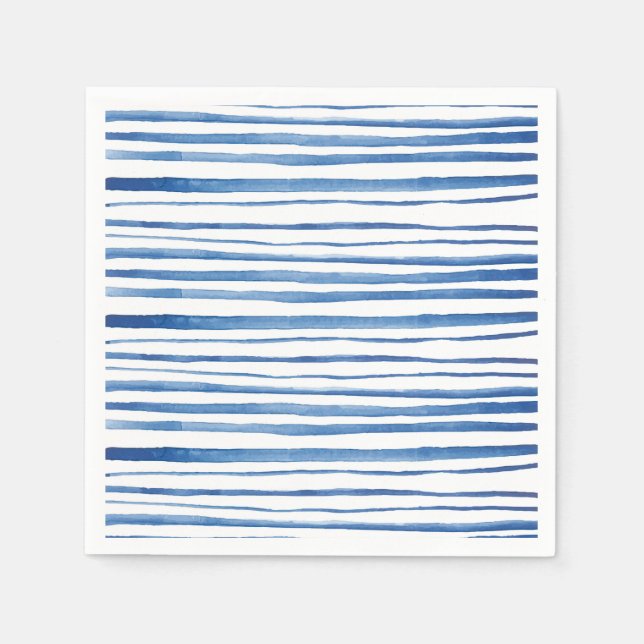 Shibori blue and white watercolor stripes pattern napkin (Front)