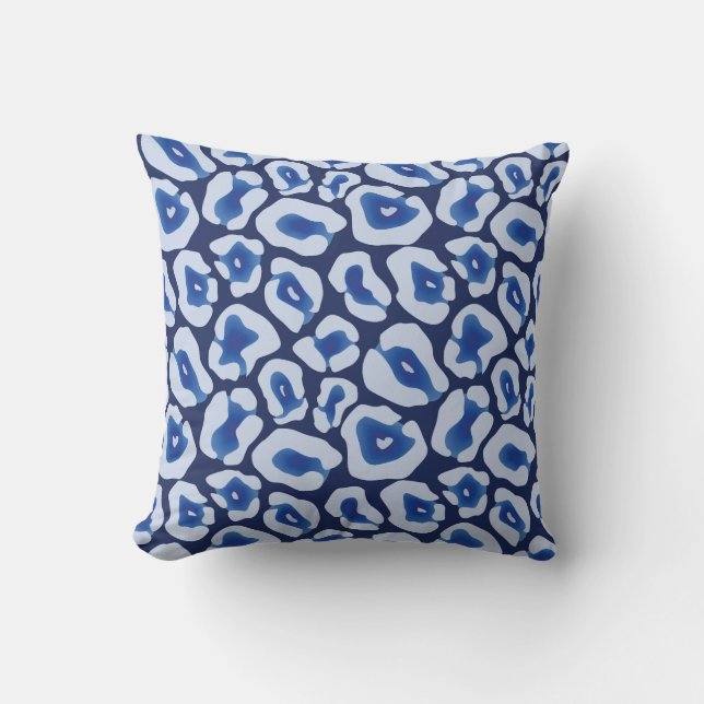 Shibori Blue Leopard Pattern Cushion (Front)