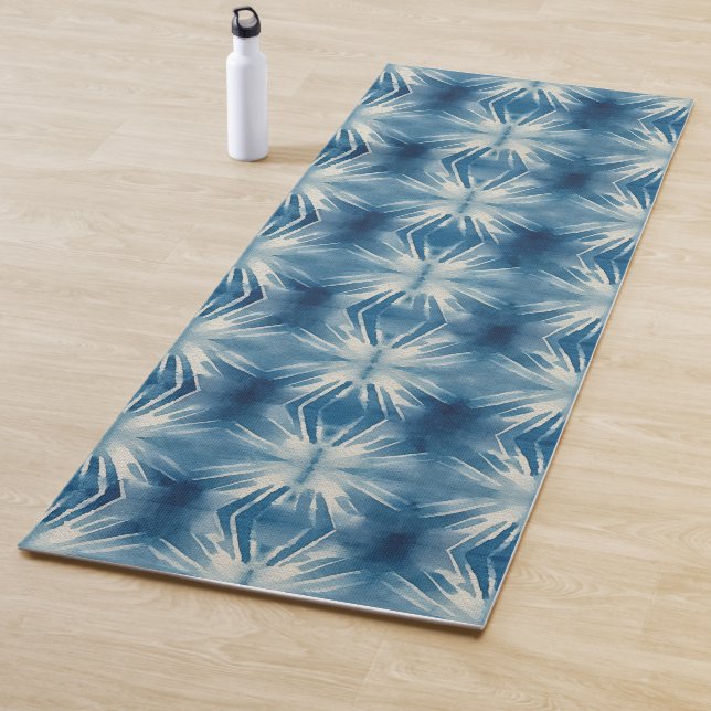 Shibori Blue Tie Dye Japan Traditional Pattern No8 Yoga Mat (In Situ)