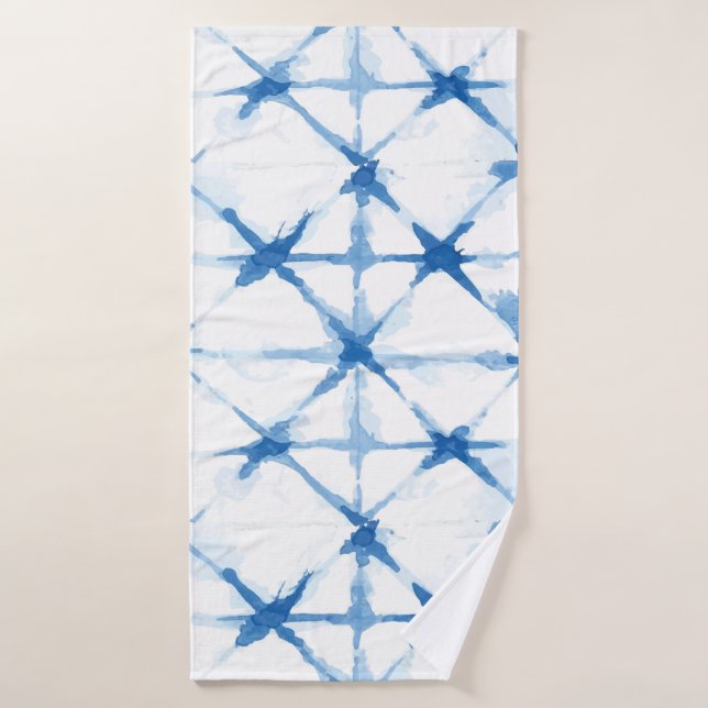 Shibori Blue Tie Dye Triangle Bath Towel (Bath Towel)