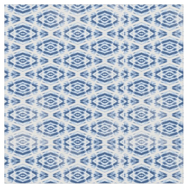 Shibori Blue Tie Dye Twist Abstract Fabric (Close Up)