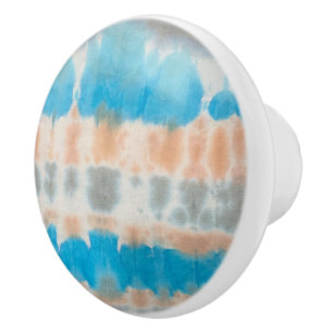 Shibori Painting Tie Dye Coastal Ceramic Knob