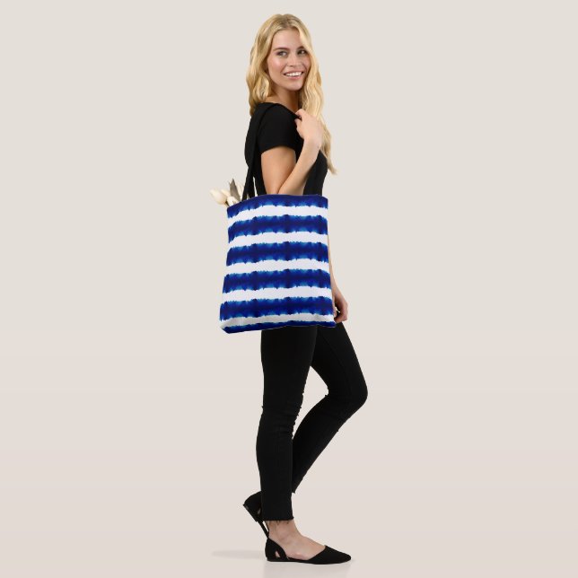 Shibori Tie Dye Fabric Pattern Boho Tote Bag (On Model)