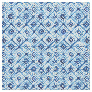 Shibori Tie Dye Indigo Blue Abstract Fabric