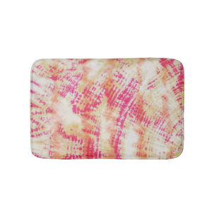 Shibori Tie Dye Pink Orange Bath Mat