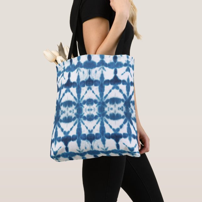 Shibori Tie Dye Print Novelty Tote Bag (Close Up)