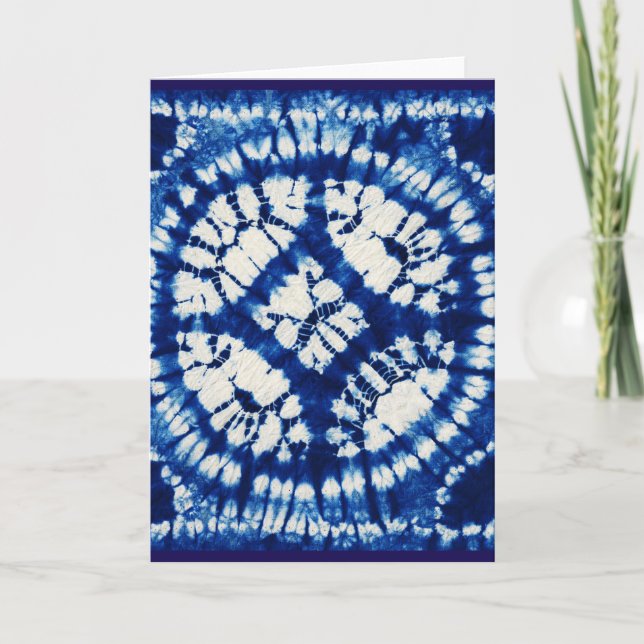 Shibori Tie Dye South Seas Indigo Batik Card (Front)